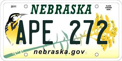 NE license plate APE272