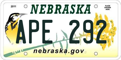 NE license plate APE292