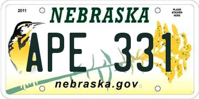 NE license plate APE331