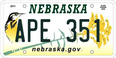 NE license plate APE351