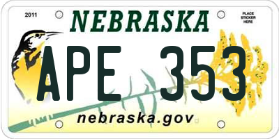 NE license plate APE353