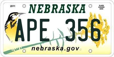 NE license plate APE356