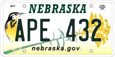 NE license plate APE432