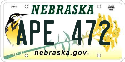 NE license plate APE472