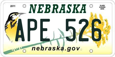 NE license plate APE526