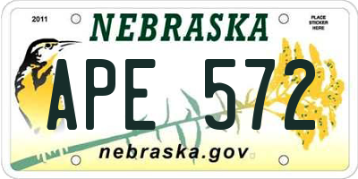 NE license plate APE572