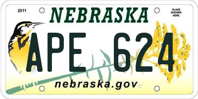 NE license plate APE624