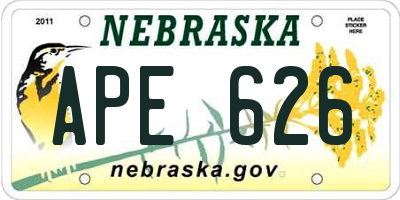 NE license plate APE626