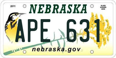 NE license plate APE631