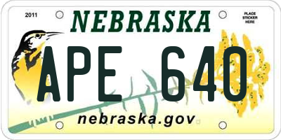 NE license plate APE640