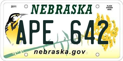 NE license plate APE642