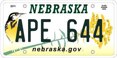NE license plate APE644