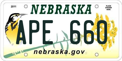 NE license plate APE660