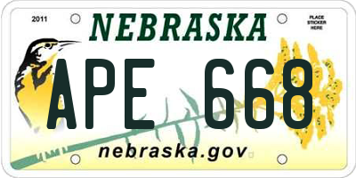 NE license plate APE668