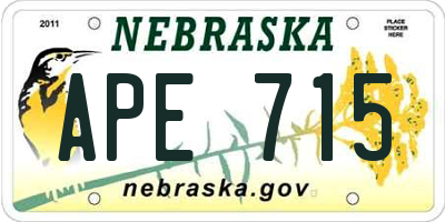 NE license plate APE715