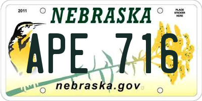 NE license plate APE716