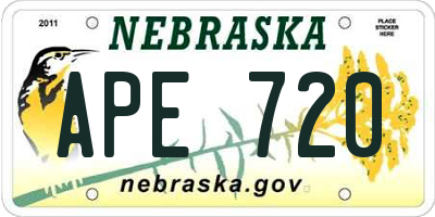 NE license plate APE720