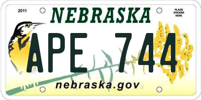 NE license plate APE744