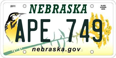 NE license plate APE749