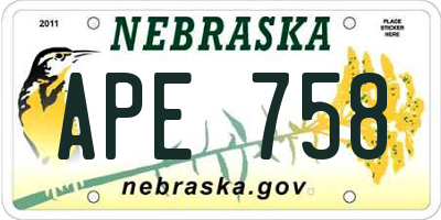 NE license plate APE758