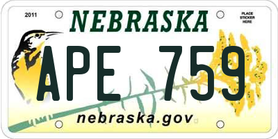 NE license plate APE759