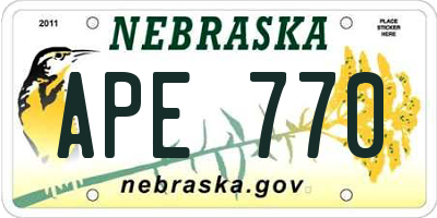 NE license plate APE770