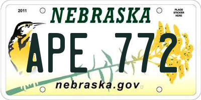 NE license plate APE772