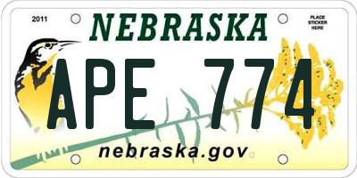 NE license plate APE774