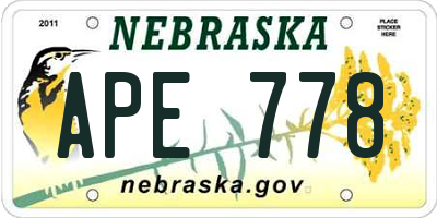 NE license plate APE778