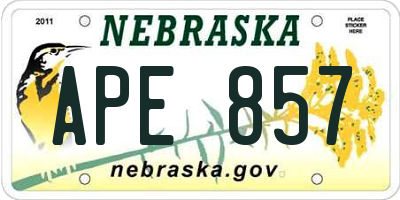 NE license plate APE857