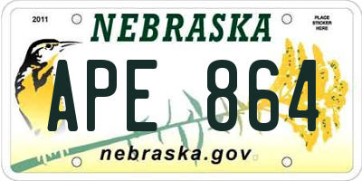 NE license plate APE864