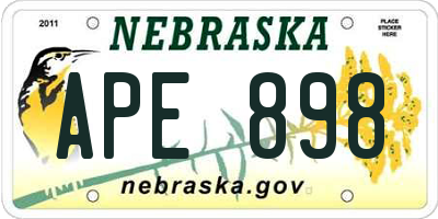 NE license plate APE898