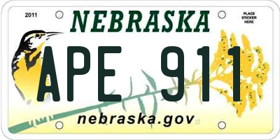 NE license plate APE911