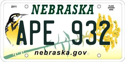NE license plate APE932