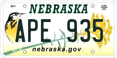 NE license plate APE935