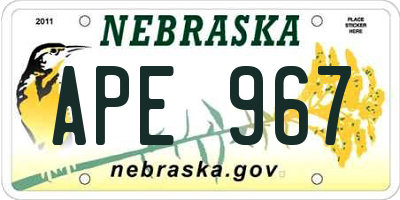 NE license plate APE967
