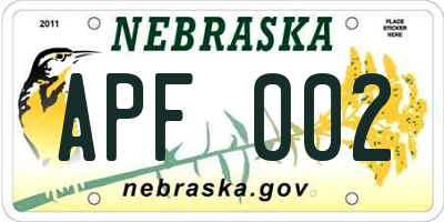 NE license plate APF002