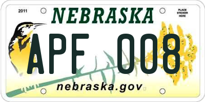NE license plate APF008