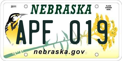 NE license plate APF019