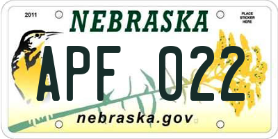 NE license plate APF022