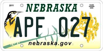 NE license plate APF027