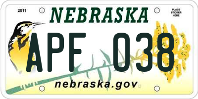 NE license plate APF038