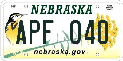 NE license plate APF040