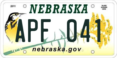 NE license plate APF041