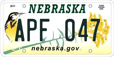 NE license plate APF047