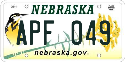NE license plate APF049