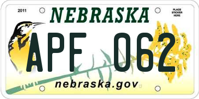 NE license plate APF062