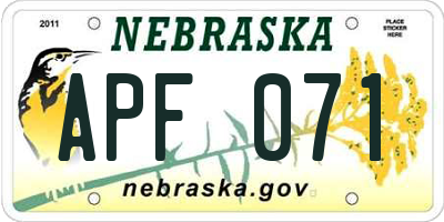 NE license plate APF071