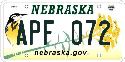 NE license plate APF072