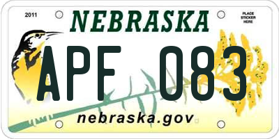 NE license plate APF083